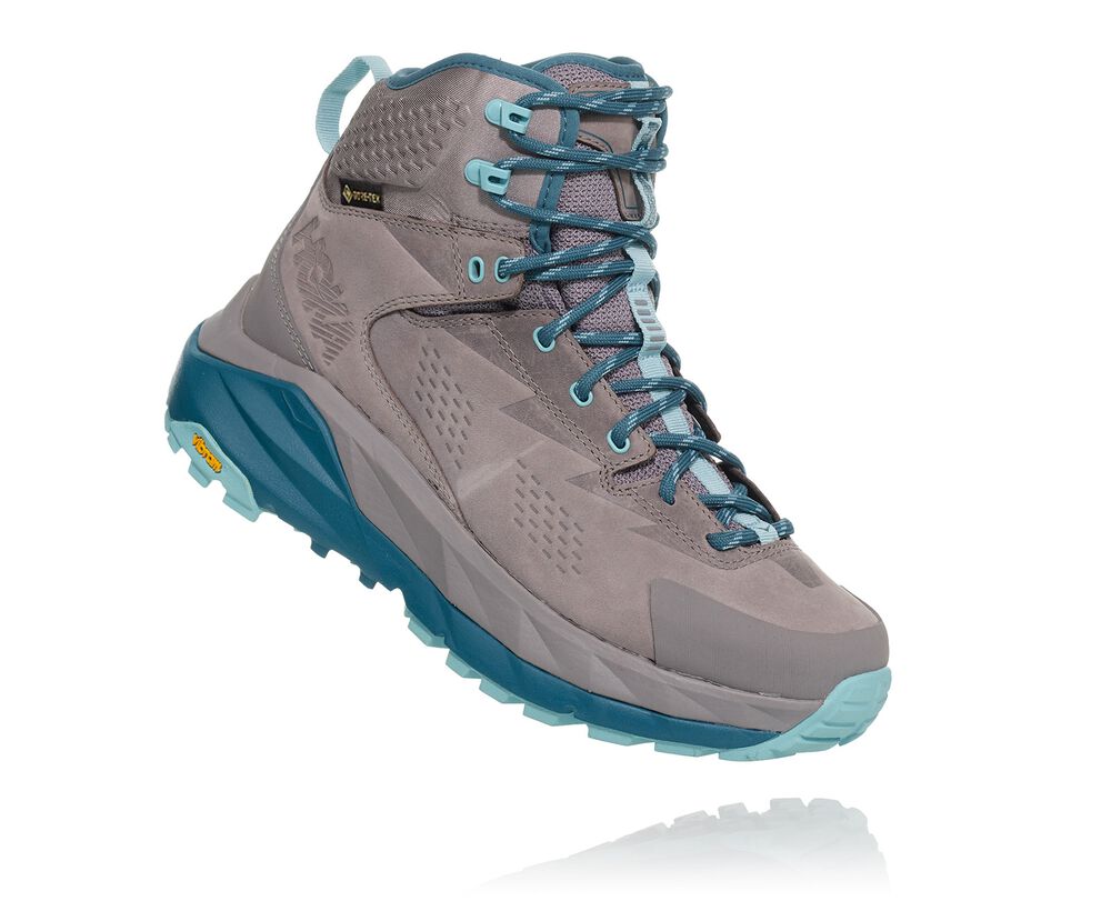 Hoka One One Kaha GORE-TEX Vandringskängor Dam Grå/LjusTurkos - SE-1426835